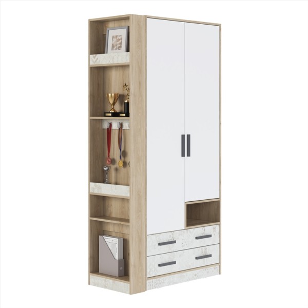 Шкаф двухдверный со стеллажом и ящиками (мод.8 + мод.9) Алиса
