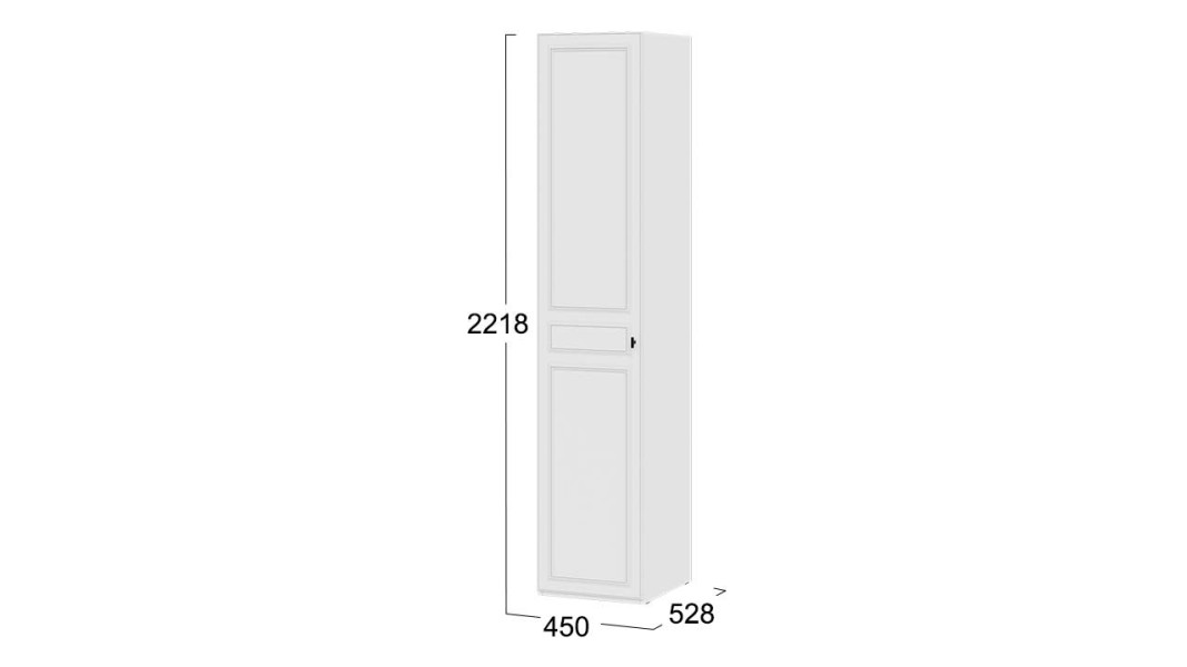Шкаф для белья «Пандора» (левый) - 414.001.000 Белый снег, Белый матовый